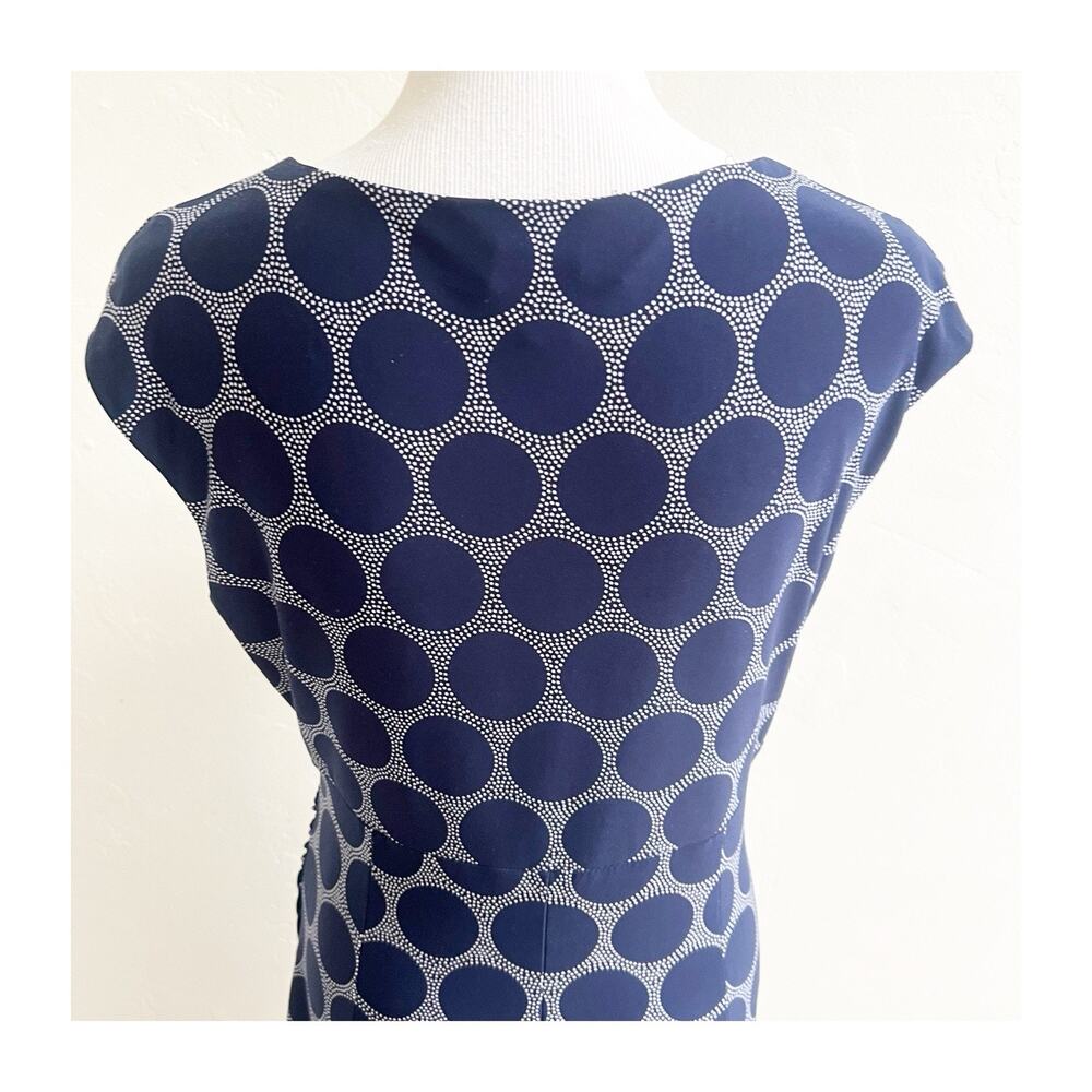 Ralph Lauren Geo Print Jersey Dress Ruched Size 10 Navy White Professional - Picture 11 of 11